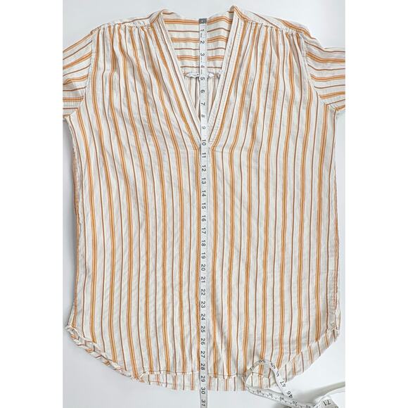 Helmut Lang Striped Popover Tunic Top Size Small Cotton Silk Lagenlook Vacation - Picture 10 of 11